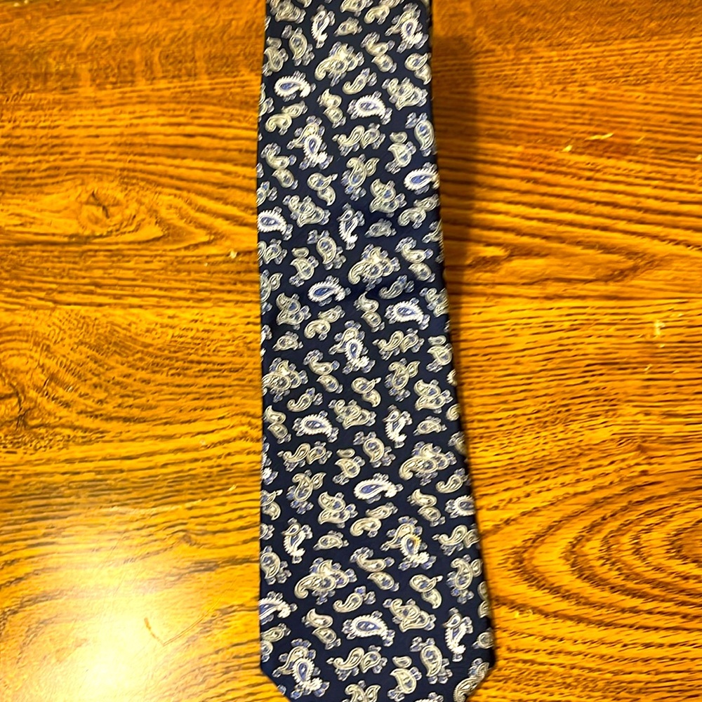 Benchmark vintage paisley Navy and Gold 100% Silk made in the USA